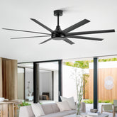 72-Inch Industrial Ceiling Fan, No Light with Remote, 8 ABS Blades, Quiet DC Motor, 6-Speed, Timer Function